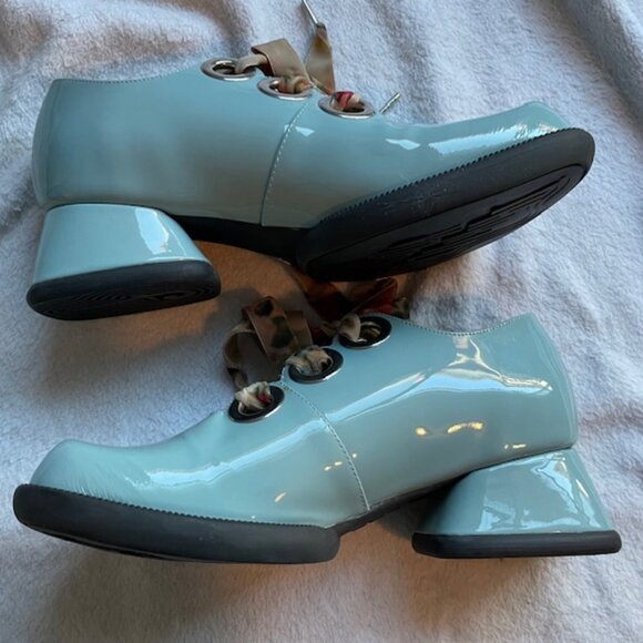 John Fluevog Paulson Light Blue Size 7 Like New Never worn Chunky Retro Boho Vog - Picture 7 of 16